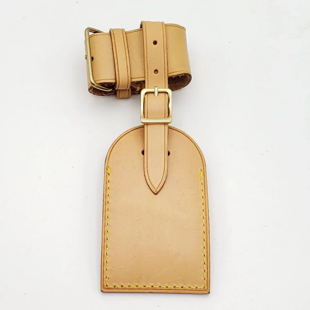 Authentic Louis Vuitton Vachetta Leather Luggage Tag/Travel Tag/ Initial T.T.